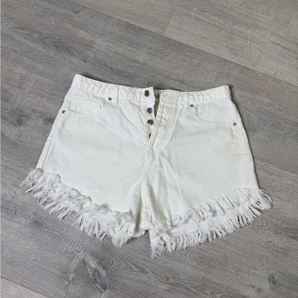 Wild Fable High Waist White Fringed Shorts